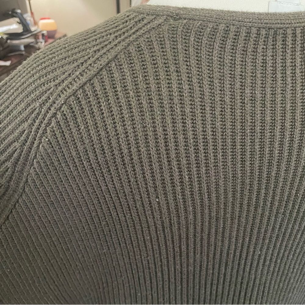 Chico's Wool Blend Green Batwing Ribbed Sweater Pullover Short Sleeve Size Large - Picture 4 of 8